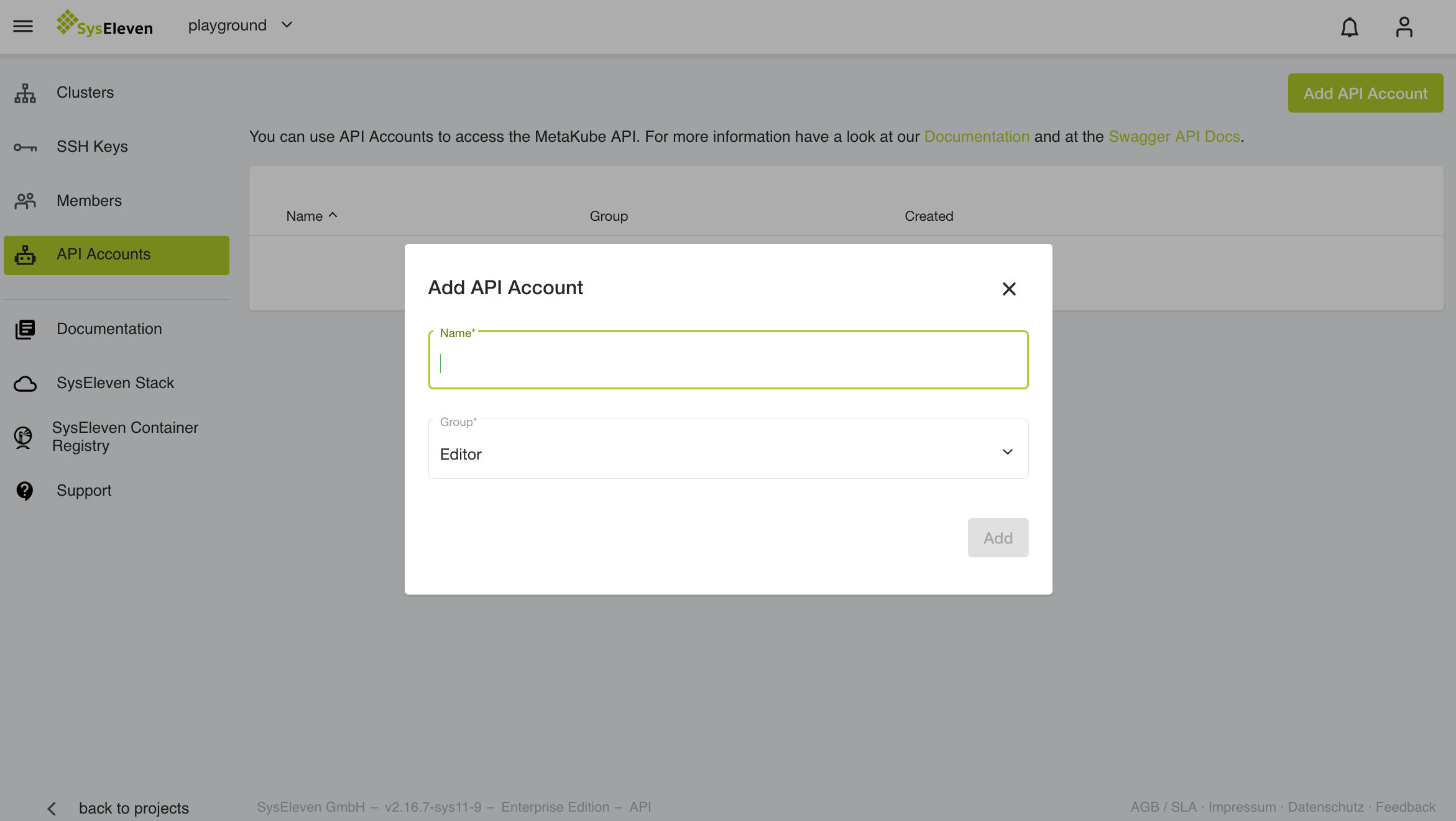 Create API Account